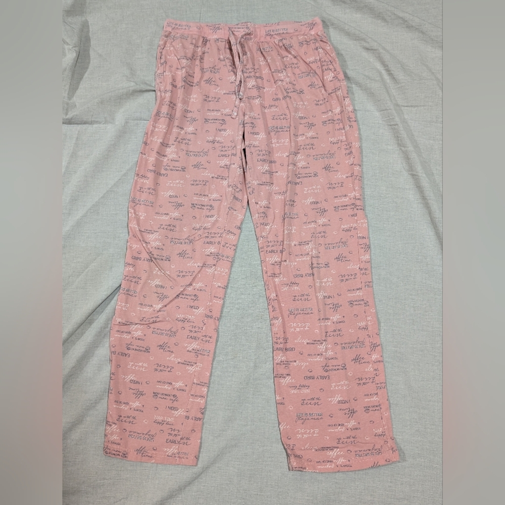La Vie En Rose, Pink Lounge Pants with Coffee Text